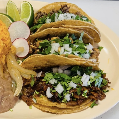 Street tacos with cilantro and onion